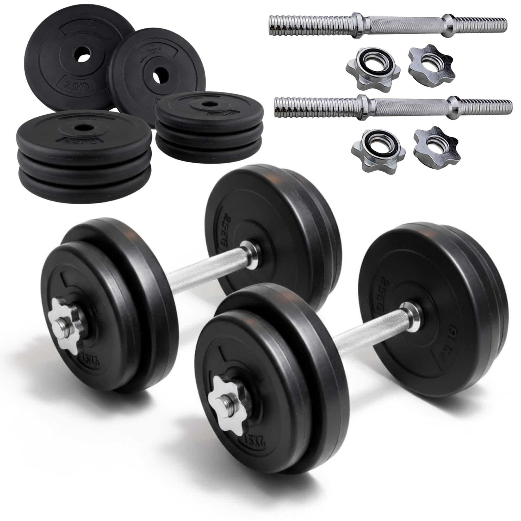MATCHU SPORTS MATCHU SPORTS Dumbbell set 20 kg – Halterset 2 x 10 kg - Zwart