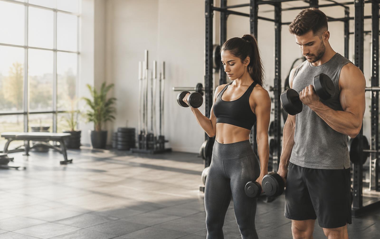 Man en vrouw klaar voor hun training in de gym